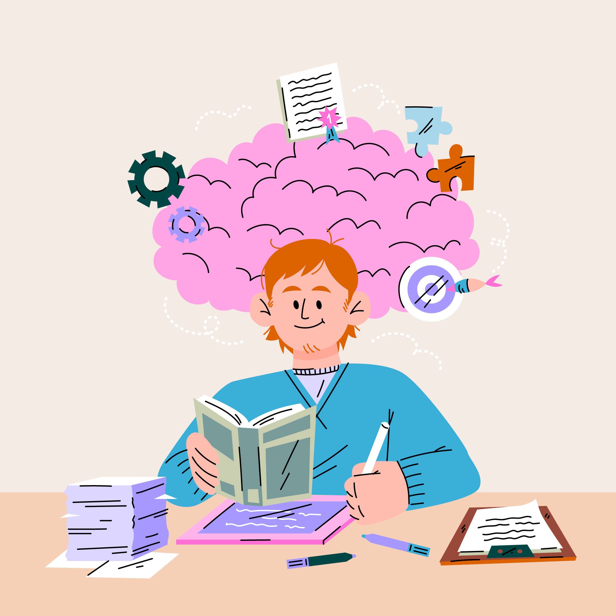 Man focused and productive