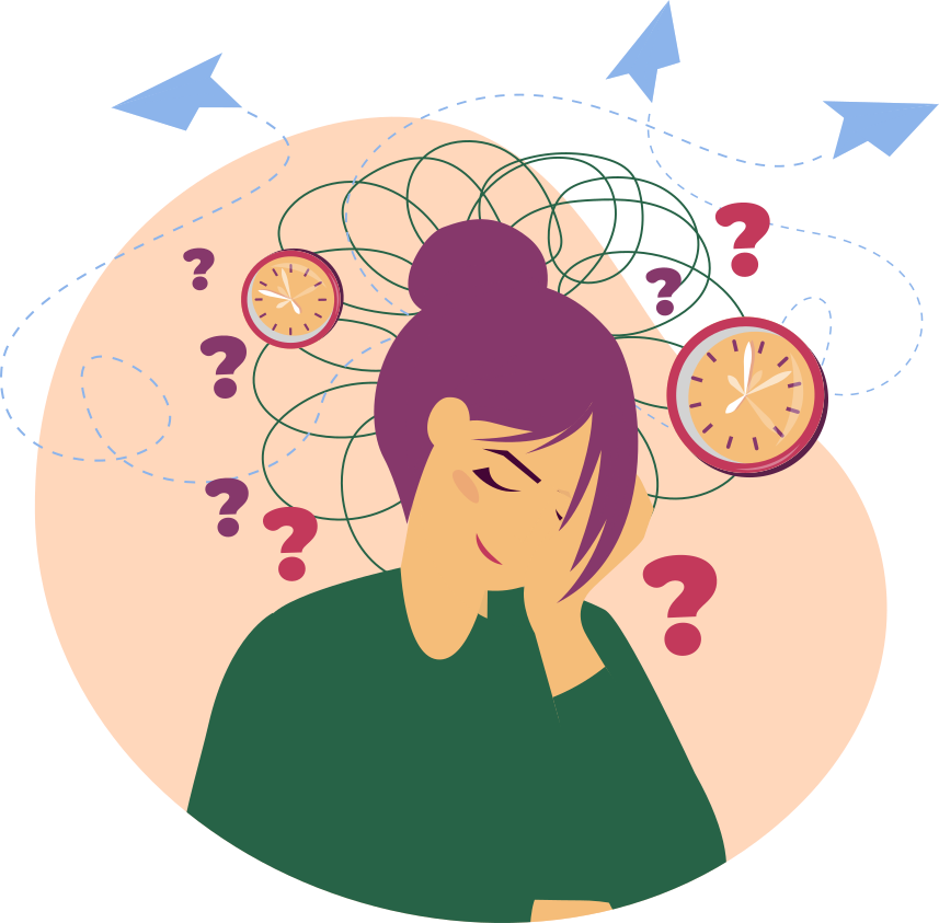 Overwhelmed woman illustration